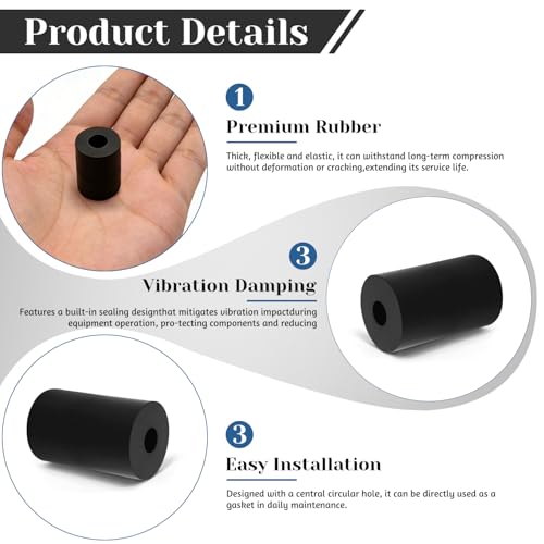 4 PCS Multi Purpose Rubber Spacer, 1-1/5" OD x 3/8" ID x 2" Thickness - size: 1-1/5" OD x 3/8" ID x 2" Thickness