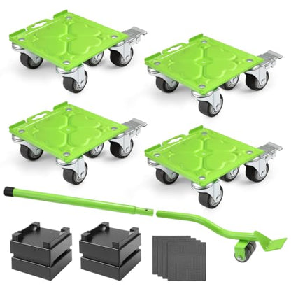 Heavy Duty Furniture Dolly Set with Silent TPR Wheels,Load 1500 LBS