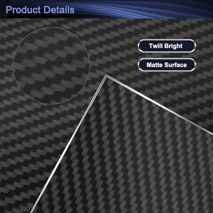 MECCANIXITY 2 Pcs 3K Carbon Fiber Plate Panel Sheets, 250 x 100 x 1mm Carbon Fiber Board Plate Flexible for RC Aircraft, Model Car, Auto Parts (Twill Bright) - size: 250 x 100 x 1mm