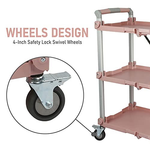 Olympia Tools 89-354 Pack N Roll Collapsible Service Cart, XL, 300LB Capacity, Rose - color: Rose, size: 300LB