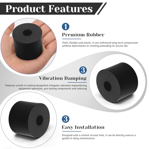 8 PCS Multi Purpose Rubber Spacer, 1-9/16" OD x 1/2" ID x 1-1/5" Thickness - size: 1-9/16" OD x 1/2" ID x 1-1/5" Thickness