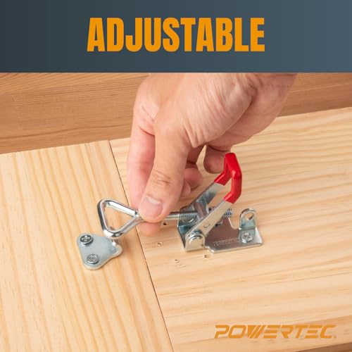 POWERTEC 4PK Toggle Clamp, 400 lbs Holding Capacity, 4002 Adjustable Pull Action Latch for Smoker, Tool Box, Woodworking Jigs and Fixtures, Cabinet, Tool box, Door (20333) - size: 4002, 4PK