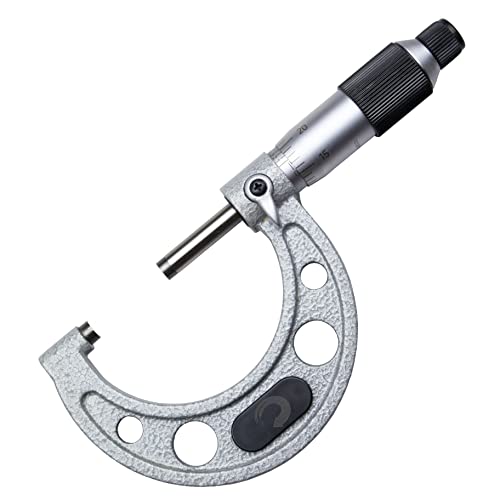 Clockwise Tools MMTR-02 Premium Outside Micrometer with Carbide Tip 1-2" Measuring Range 0.0001" Graduation Precision Machinist Tool - size: 1-2"