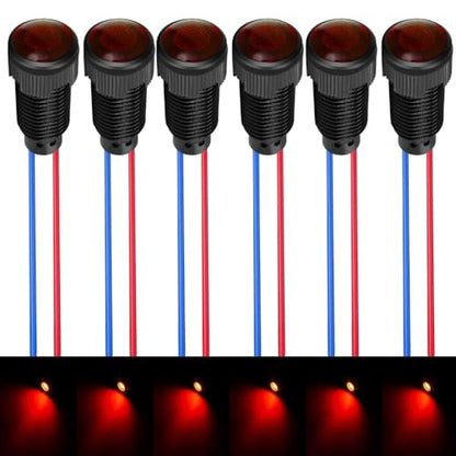 Gebildet 6pcs Red LED Indicator Pilot Light 110VAC Mounting Hole Size 10mm(Flame Retardant Plastic Shell) - color: Red 110-220V/Black shell