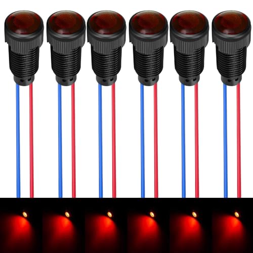 Gebildet 6pcs Red LED Indicator Pilot Light 110VAC Mounting Hole Size 10mm(Flame Retardant Plastic Shell) - color: Red 110-220V/Black shell