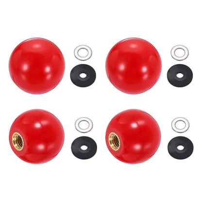 uxcell 4Pcs Threaded Ball Knobs, M5 x 20mm Phenolic Plastic Thread Ball Handles Balls Nuts Knob Caps Nut Balls with Threaded Insert for Machine Lever Handle DIY Project, Red - color: Red, size: M5 x 20mm