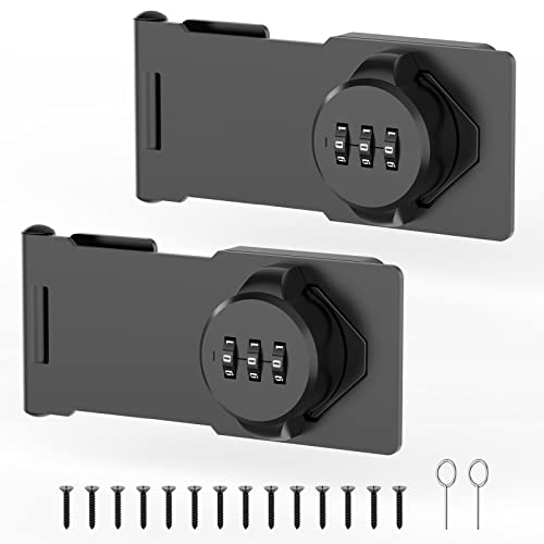 Cabinet Locks with Combination, Hasp Locks, 2 Packs Black - color: 2 Packs Black