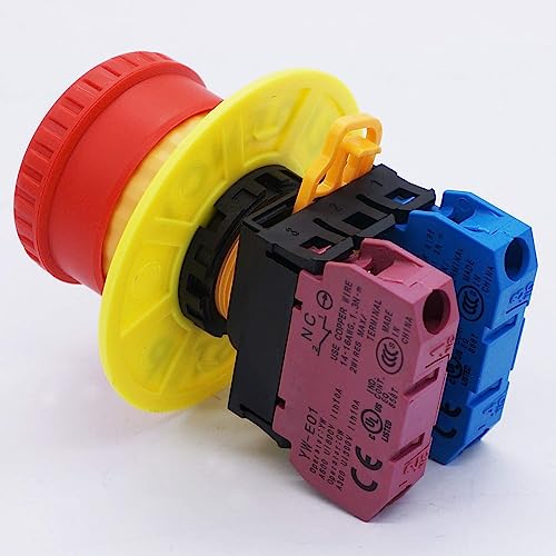 TWTADE/Red Mushroom Cap 1NO 1NC DPST Emergency Stop Push Button Switch AC 660V 10A YW1B-V4E11R - color: Red/YW1B-V4E11R, size: 1NO 1NC