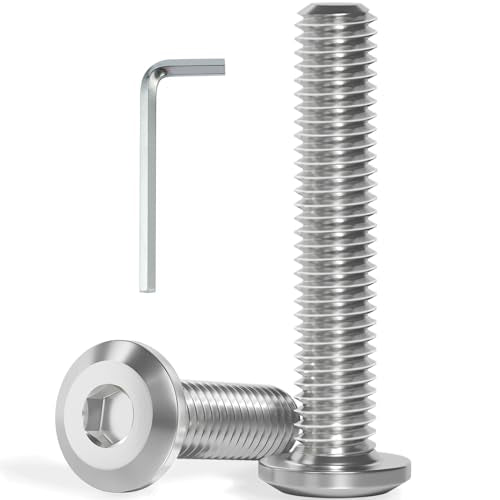VGBUY M6-1.0 x 50 mm 30Pcs Flat Head Hex Socket Cap Screws Bolts,304 Stainless Steel 18-8,Full Thread,Hex Spanner Included (VG30112) - size: M6 x 50-30pcs