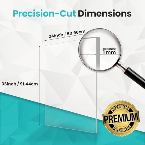 24"x36", 1mm, 5-Pack, Flexible PET Plexiglass Sheets - size: 24" x 36", 1mm Thick