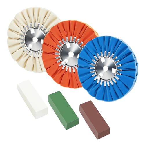 8 Airway Buffing Wheel Kit Polishing Wheel and Polishing Compound for Angle Grinder 8" in Diameter 5/8" in Arbor Hole Aluminum Metal Buffing Wheels Kit 6 Pcs - color: Multi 6pcs, size: 12plys