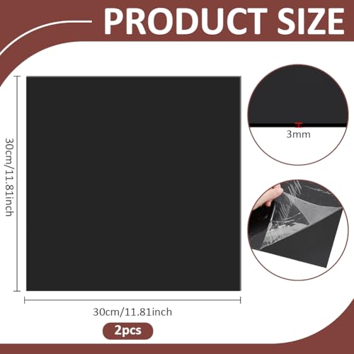 BENECREAT 2 Pcs 12x12 Inch Self-Adhesive Silicone Pad, 3mm Thick Black Silicone Sheet, Silicone Gasket Material for DIY Projects Sealing Cushioning Crafts and Home Use - color: Black, size: 1.18x1.18x0.12inch
