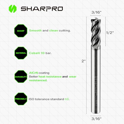 3/16'' Shank Carbide End Mills, 4 Flute Square End Mill Bits - size: 3/16 in(4 Flute)