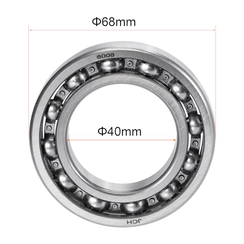 uxcell 6008 Deep Groove Ball Bearings 40mm Bore 68mm OD 15mm Thick C3 Open Type Chrome Steel - size: 40x68x15mm