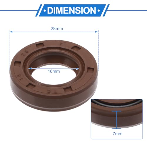 Oil Seal Ring Rotary Shaft Seal TC Double Lip FKM Rubber 16x28x7mm - size: 16x28x7mm