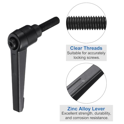 uxcell 16pcs Lever Adjustable Handles M6 x 20mm Metric Male Thread, Level Clamping Handle Hand Stud Knobs Rotating Screw Handles Bolts with Locking Lever, Black - size: M6 x 20mm