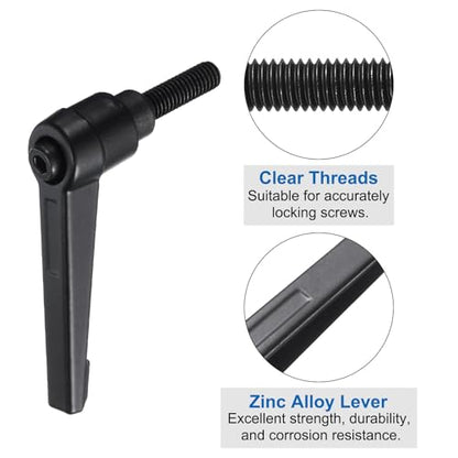 uxcell 16pcs Lever Adjustable Handles M6 x 20mm Metric Male Thread, Level Clamping Handle Hand Stud Knobs Rotating Screw Handles Bolts with Locking Lever, Black - size: M6 x 20mm