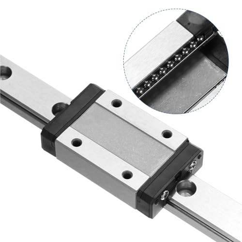uxcell MGN12 400mm Linear Guide Rail with MGN12H Sliding Carriage Block Bearing Steel and Plastic Mini MGN12 Linear Guide for DIY 3D Printers and CNC Machine, Black