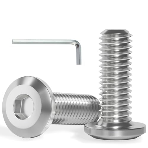 VGBUY M6-1.0 x 8 mm 100Pcs Flat Head Hex Socket Cap Screws Bolts,304 Stainless Steel 18-8,Full Thread,Hex Spanner Included (VG30101) - size: M6 x 8-100pcs