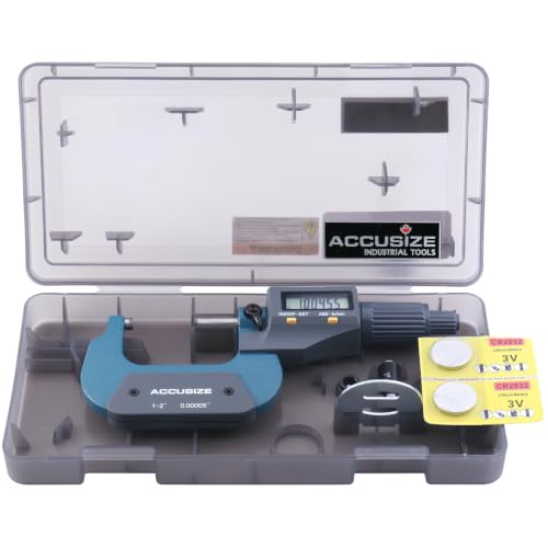 Accusize Industrial Tools Outside Micrometer, 1-2 in/25-50 mm, MD71-0002 - size: 1-2"