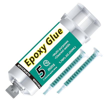 5 Minute Epoxy Glue All Purpose | Fast Cure Clear Epoxy Resin Adhesive for Plastic, Metal, Wood, Ceramic & Fiberglass | Two Part epoxy Glue