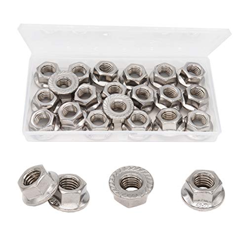 cSeao 20pcs M12 x 1.75mm Serrated Flange Nuts 304 Stainelss Steel Flange Lock Nuts - size: M12 20pcs
