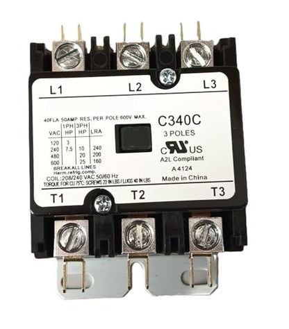 Packard 3 Pole 40 Amp 208/240 Vac Contactor C340C