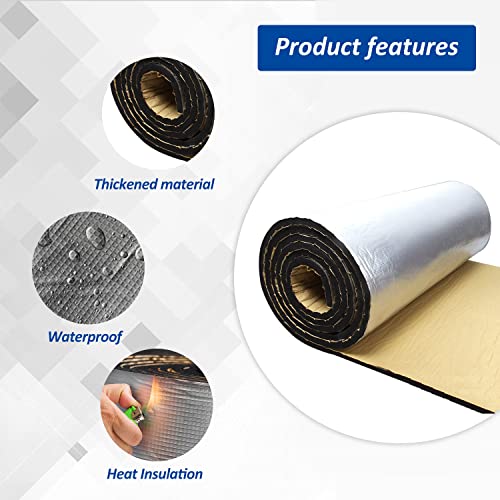 Car Heat Sound Deadening Insulation Mat, - 394 Mil 6.5 Sqft Automobile Sound Deadening & Heat Insulation Material for Auto Hood Engine Roof Door and Trunk,40 Inch x 24 Inch, Aluminum Foil Finish - style: 40 x24Inch-6.5Sqft