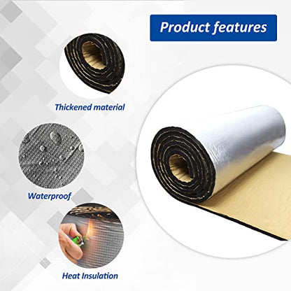 Car Heat Sound Deadening Insulation Mat, - 394 Mil 6.5 Sqft Automobile Sound Deadening & Heat Insulation Material for Auto Hood Engine Roof Door and Trunk,40 Inch x 24 Inch, Aluminum Foil Finish - style: 40 x24Inch-6.5Sqft