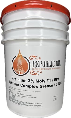 Republic Oil 3% Moly #1 High Temp Lithium Complex Heavy Duty Grease 35LB Pail | Bucket | Fifth Wheels | Pins and Bushings | Agriculture | Construction | Mining | EP1 - size: 35 lb Pail