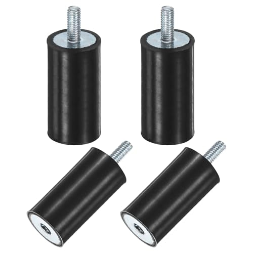 M METERXITY 4-Pack Rubber Mounts D15mmxH30mm Male/Female Vibration Isolators Cylindrical Shock Absorber W M4 x 10mm Studs for Air Compressor/Car/Pump/Boat/Garage Motor/Bobbins Rubber Isolators - size: M4 x 10mm, 15mm x 30mm