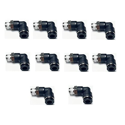 Pneumatic Elbow Push to Connect Fitting 1/4 Inch Tube OD x 1/8 NPT Male Thread,90 Degree Elbow Pneumatic Tube Connector PL1/4-N1(Pack of 10) - color: Black, size: 1/4'' OD x 1/8 NPT