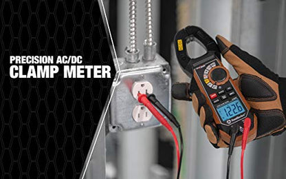 Southwire Clamp Meter - True RMS Accuracy for Precise AC/DC Measurement - Built-In Voltage Tester - Third-Hand Probe Holder - CAT III 600V Safety Rated