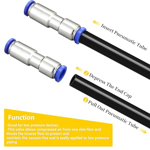 Yoebor 4mm OD Check Valve Push to Connect Inline Air Pneumatic Valves 2pcs - size: 4mm OD