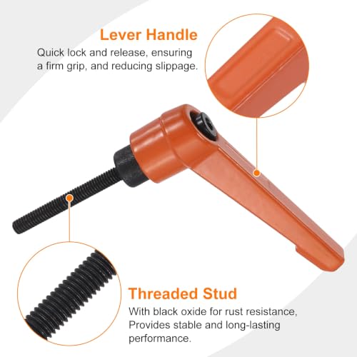 uxcell Clamping Lever Handles for Lathe, M4x32mm Male Thread Orange - size: M4x32mm