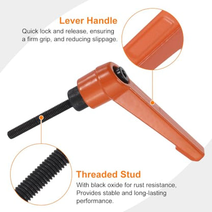 uxcell Clamping Lever Handles for Lathe, M4x32mm Male Thread Orange - size: M4x32mm