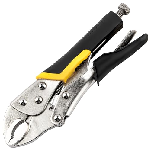 URASISTO 7-Inch Locking Pliers, Premium Alloy Steel Construction, Curved Jaw Locking Pliers with Wire Cutter, Quick Release, Fit for Clamping Twisting Welding