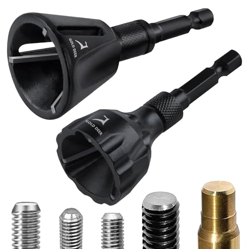 2Pcs Deburring Tool Chamfer Tool 1/8"- 3/4" and 1/4"- 1" Tungsten Carbide Chamfering Drill Bit Fast Hex Shank Deburr Drill Bit External Burr Removal for Metal Rod Bolt Pipe 3D Printing PVC - size: 1/8"- 3/4"& 1/4"- 1"