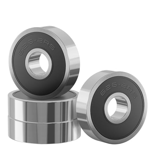 4 Pcs 626-2RS Ball Bearings, Carbon Steel, 6x19x6mm - size: 626-2RS 4Pcs
