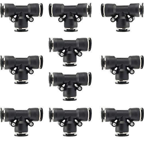 10PCS 1/2"x 1/2" Tube OD Union Tee Push to Connect Fittings - size: 1/2"x 1/2"