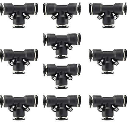 10PCS 1/2"x 1/2" Tube OD Union Tee Push to Connect Fittings - size: 1/2"x 1/2"