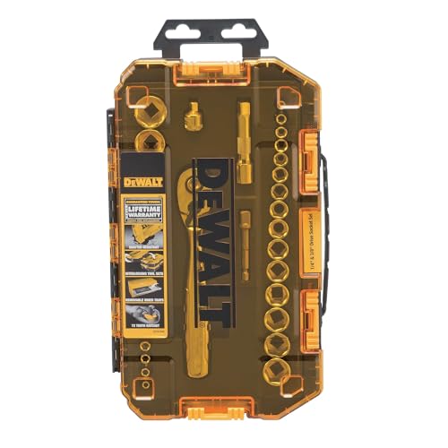 DEWALT Socket Set, 1/4-Inch & 3/8-Inch Drive, SAE/Metric, 34-Piece (DWMT73804)