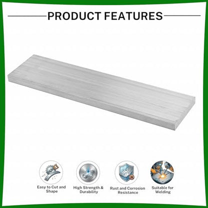 6061 Aluminum Flat Bar, 0.3" Thickness X 2" Width X 8" Length Aluminum Flat Plate, Solid Aluminum Bar for Crafting, Industrial Building - size: 0.3" X 2" X 8"