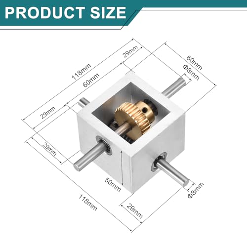 uxcell Gear Box 90 Degree Right Angle Worm Gearbox 1:30 Reduction Gearbox 1 Module 30 Teeth Worm Gear Aluminum Frame Simple Mechanical DIY Module with 8mm Shaft, 118x118x50mm(LxWxH) - size: 8mm Shaft, style: 1:30