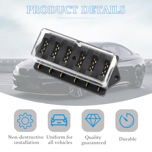 6-Way Covered Standard Blade Fuse Distribution Block - size: 6P