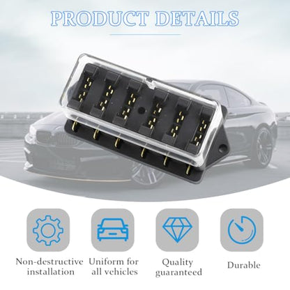 6-Way Covered Standard Blade Fuse Distribution Block - size: 6P