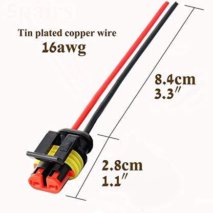 2 Pin Connector Waterproof,2Pin Way Car Electrical Connector with Wire 16AWG Marine for Car,Truck,Boat,Motorcycle and Other Wire Connections. (5pairs) - size: 2-way
