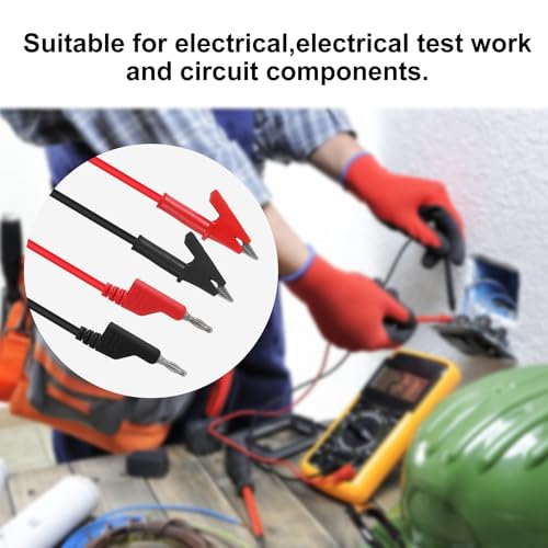 4mm Banana to Alligator Clip Plug Test Leads Multimeter Electrical 4mm Banana Stackable Plug Silicone Flexible Copper Cable 1 Meter for Multimeter Electrical Testing