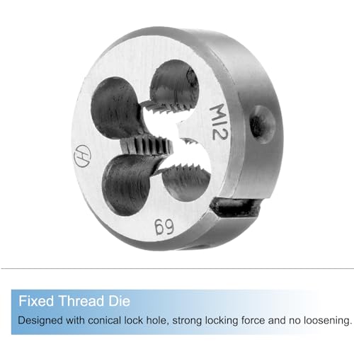 uxcell 3pcs Metric Hand Tap and Die Set, M12 x 1.75 Taper/Plug Thread Taps & Round Die, Hand Threading Tapping Tool Kit for Thread Repair - size: M12 x 1.75
