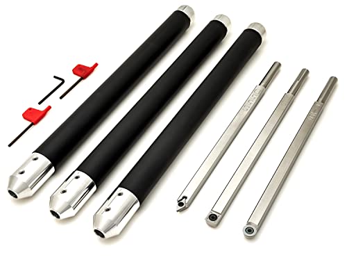 Simple Woodturning Tools Carbide Lathe Turning Tool Set of 3 Full Size with 17" Foam Grip Handles, USA Made